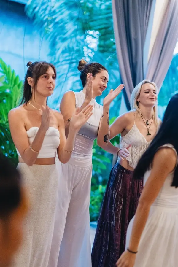 Students enjoying yoga retreat activities in Bali
